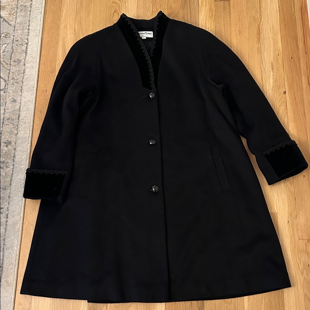 Jonathan Michael Velvet Trim Wool Nylon Black Coat Women’s Size 8 - Picture 17 of 17